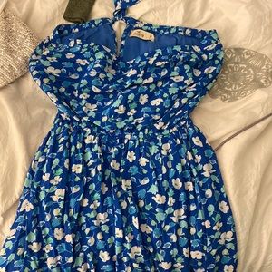 Strapless blue flower dress from Hollister